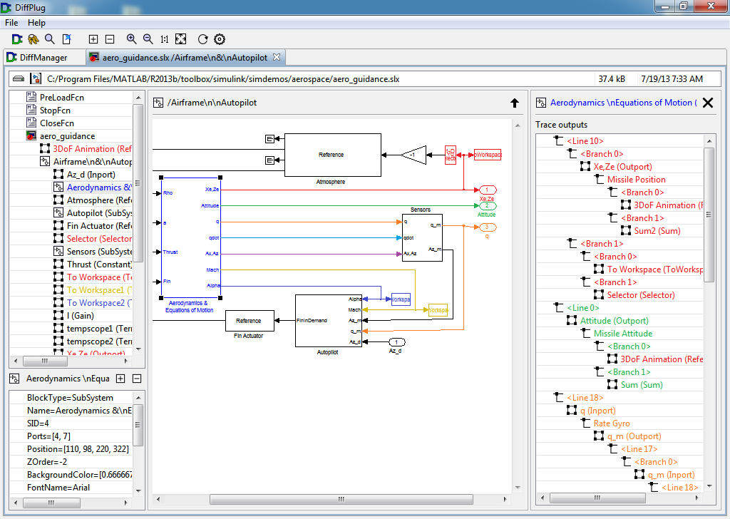 Trace a block's outputs to see what it affects.